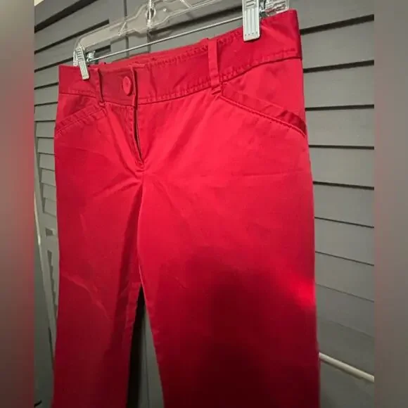 The Limited The Drew Fit Red Cropped Straight Leg Ankle Pants Size 6 - Picture 4 of 12